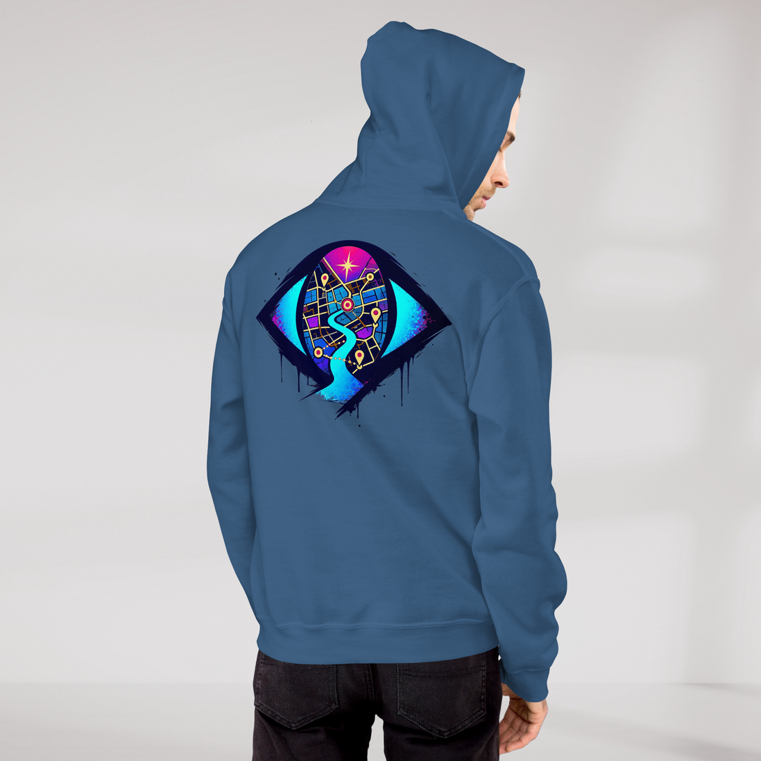 Street Seeker Hoodie Vibrant – Farbe Indigoblau – Ansicht 9