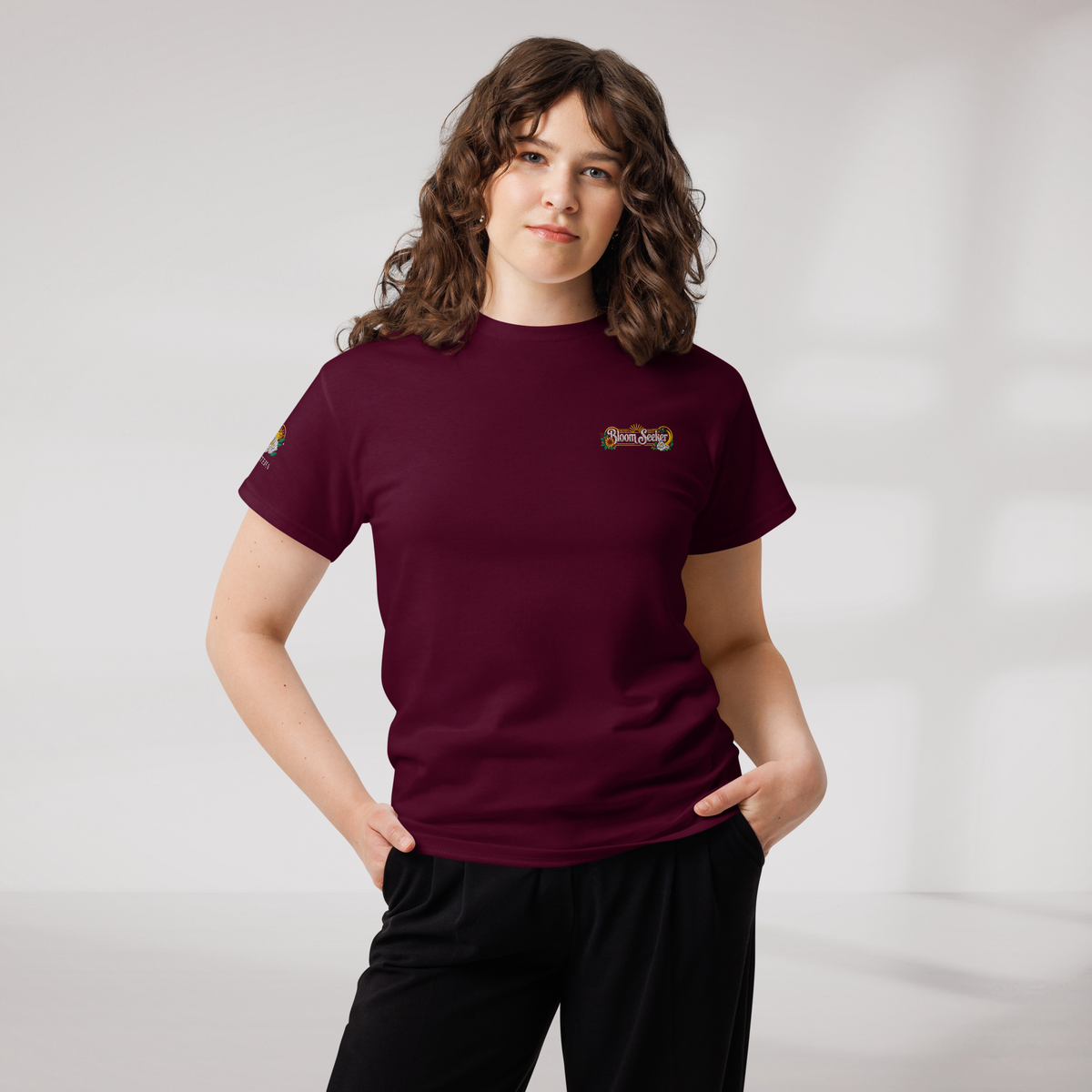 Bloom Seeker T-Shirt Retro – Farbe Kastanienbraun – Ansicht 7