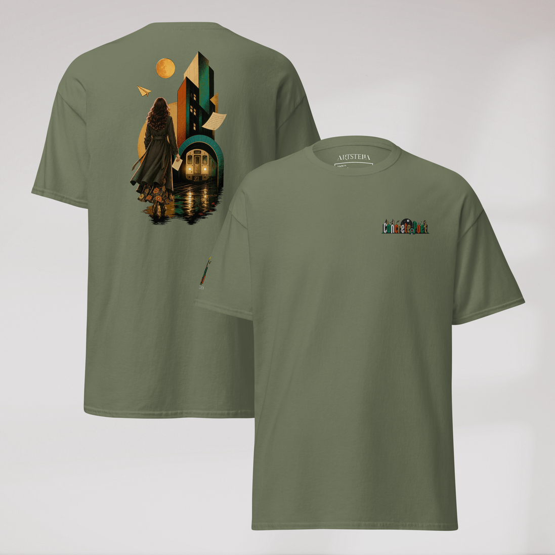 Concrete Poet T-Shirt Retro – Farbe Militärgrün – Ansicht 1