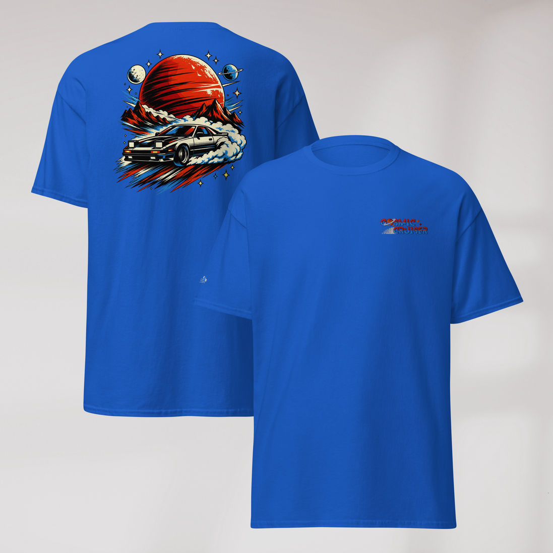 Cosmic Cruiser T-Shirt Retro – Farbe Royalblau – Ansicht 1