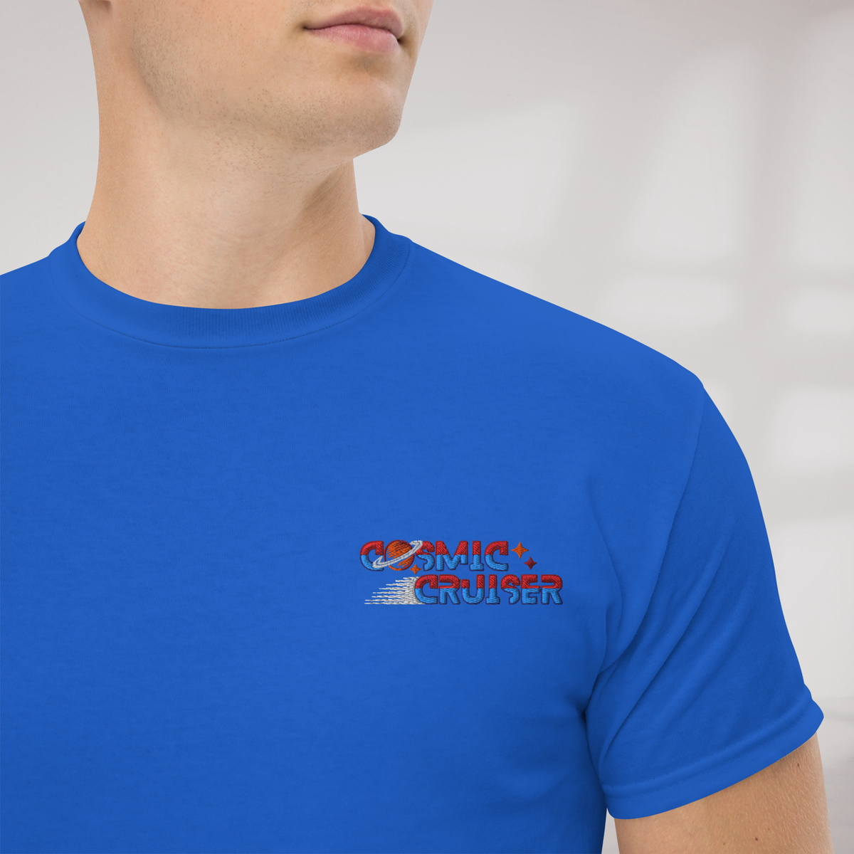 Cosmic Cruiser T-Shirt Retro – Farbe Royalblau – Ansicht 4