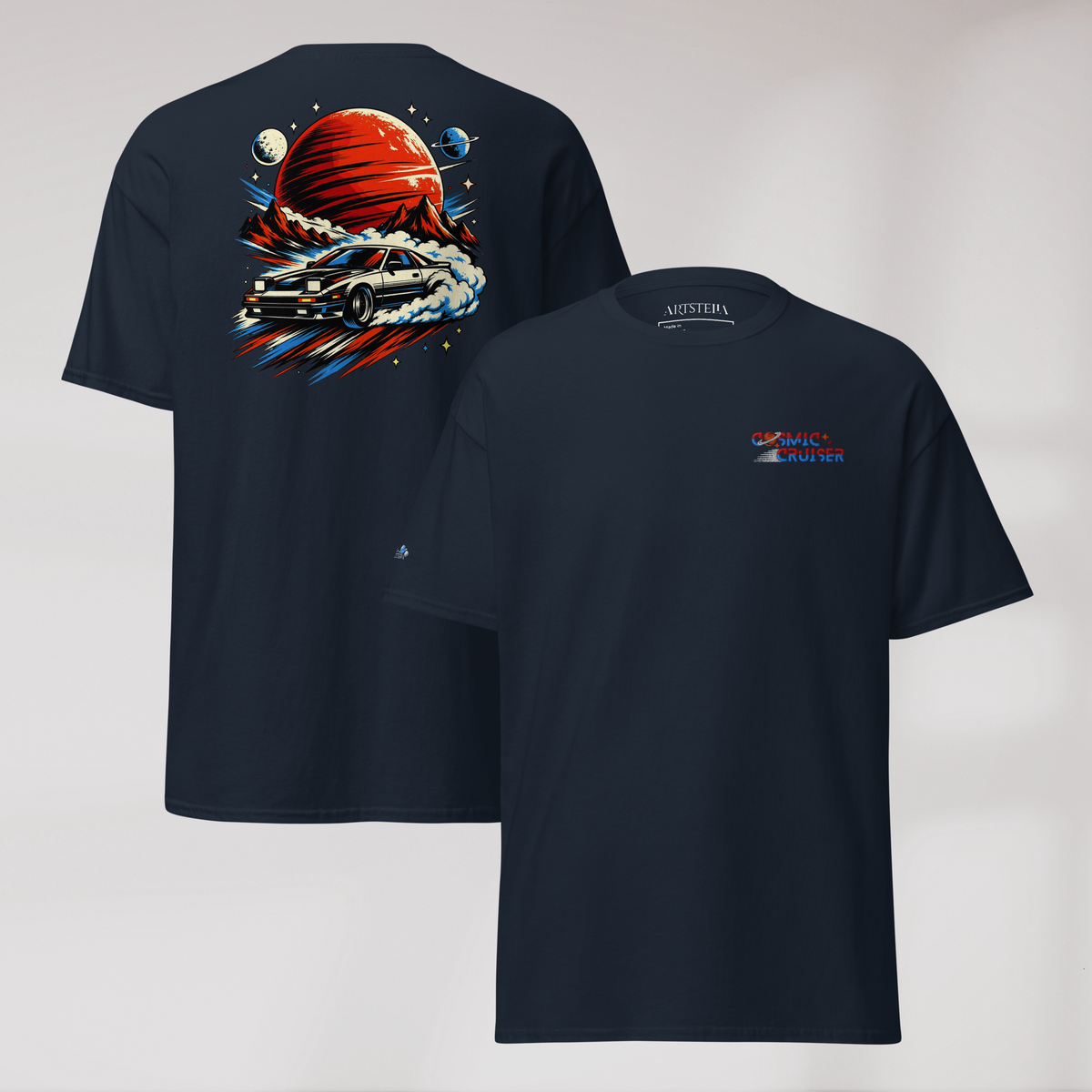 Cosmic Cruiser T-Shirt Retro – Farbe Navy – Ansicht 1