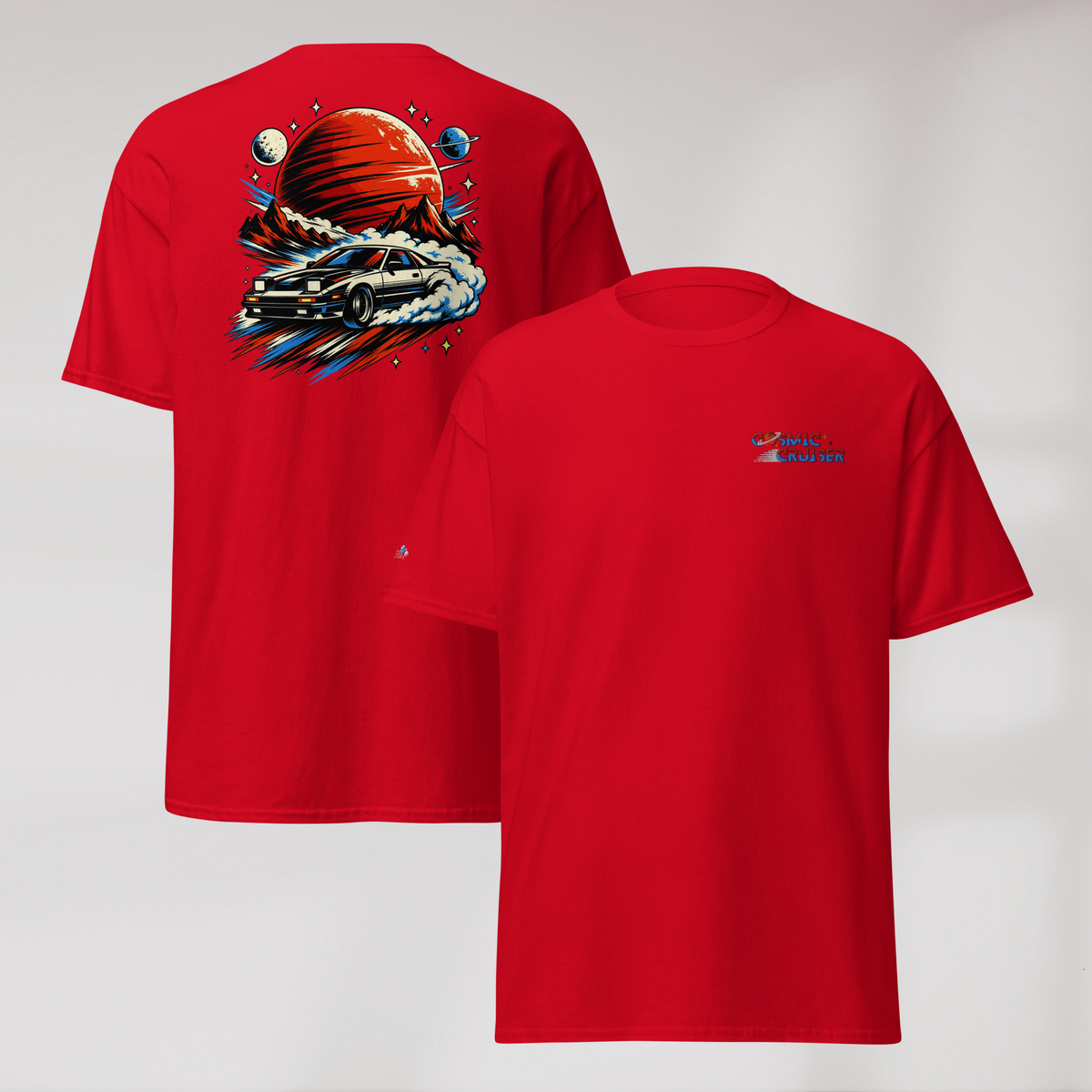 Cosmic Cruiser T-Shirt Retro – Farbe Rot – Ansicht 1