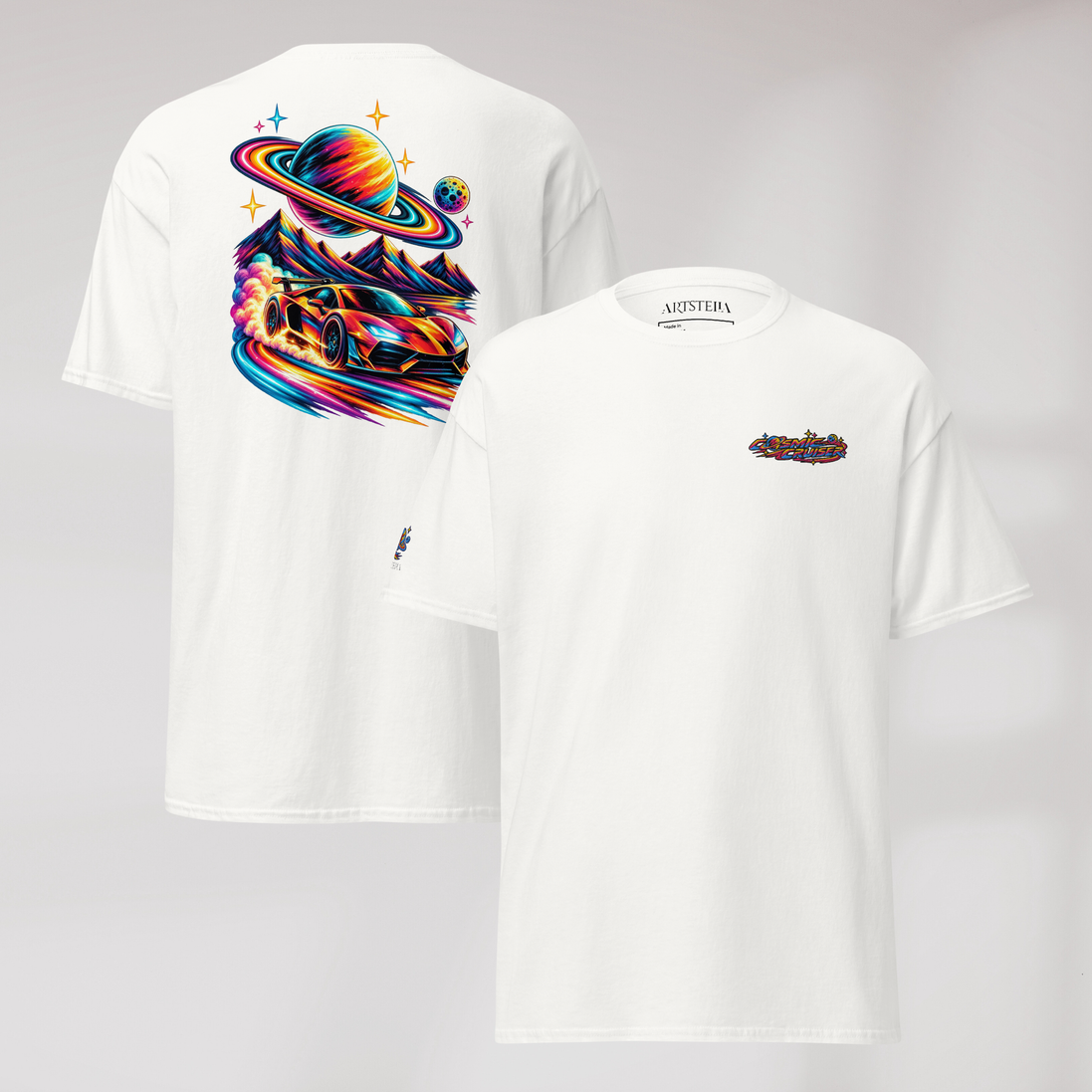 Cosmic Cruiser T-Shirt Vibrant – Farbe Weiß – Ansicht 1