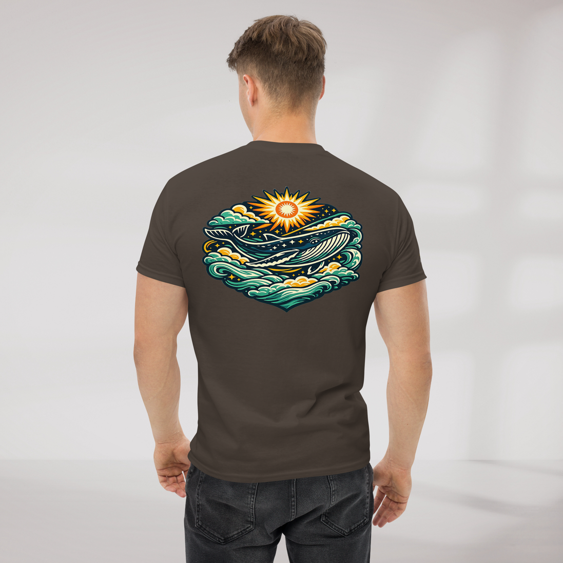 Cosmic Dreamer T-Shirt Vibrant Grün ver. – Farbe Dunkle Schokolade – Ansicht 6