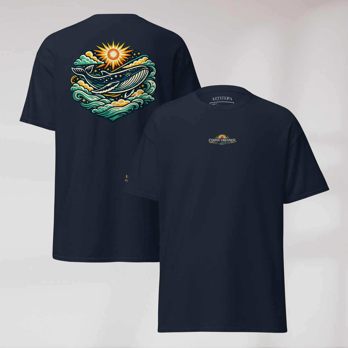 Cosmic Dreamer T-Shirt Vibrant Grün ver. – Farbe Navy – Ansicht 1