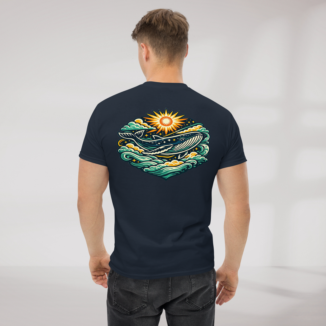 Cosmic Dreamer T-Shirt Vibrant Grün ver. – Farbe Navy – Ansicht 6