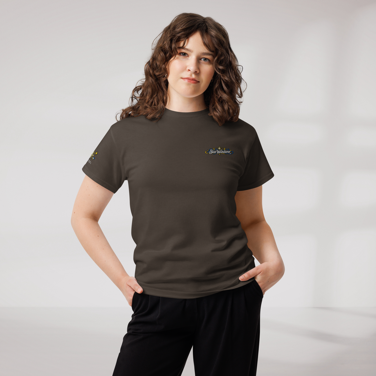 Star Wanderer T-Shirt Blau ver. – Farbe Dunkle Schokolade – Ansicht 7